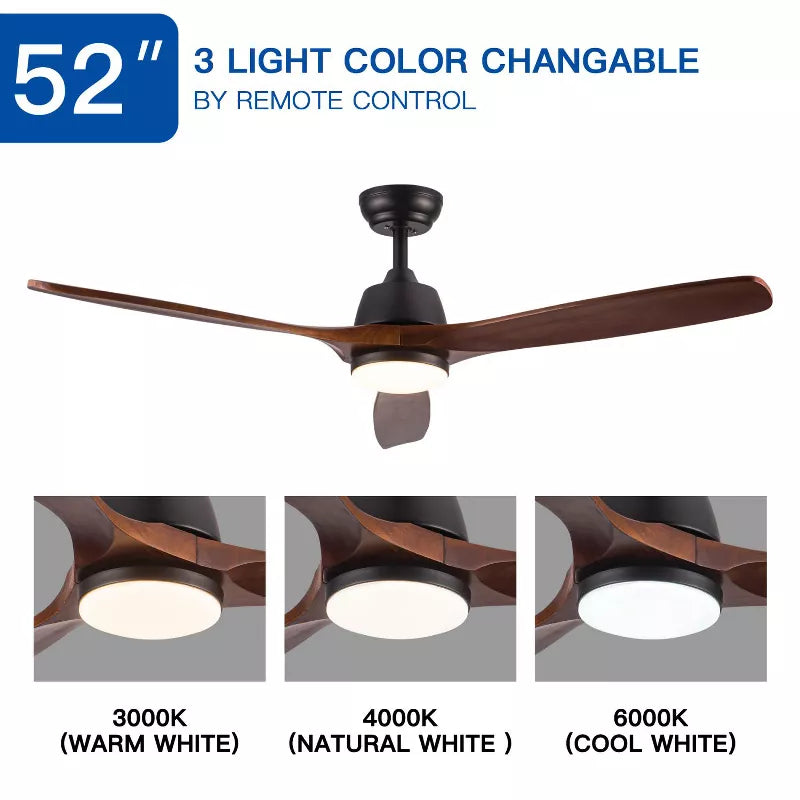 BestParts 52 Lighted Ceiling Fan with Remote Reversible Motor for Sloped Ceilings