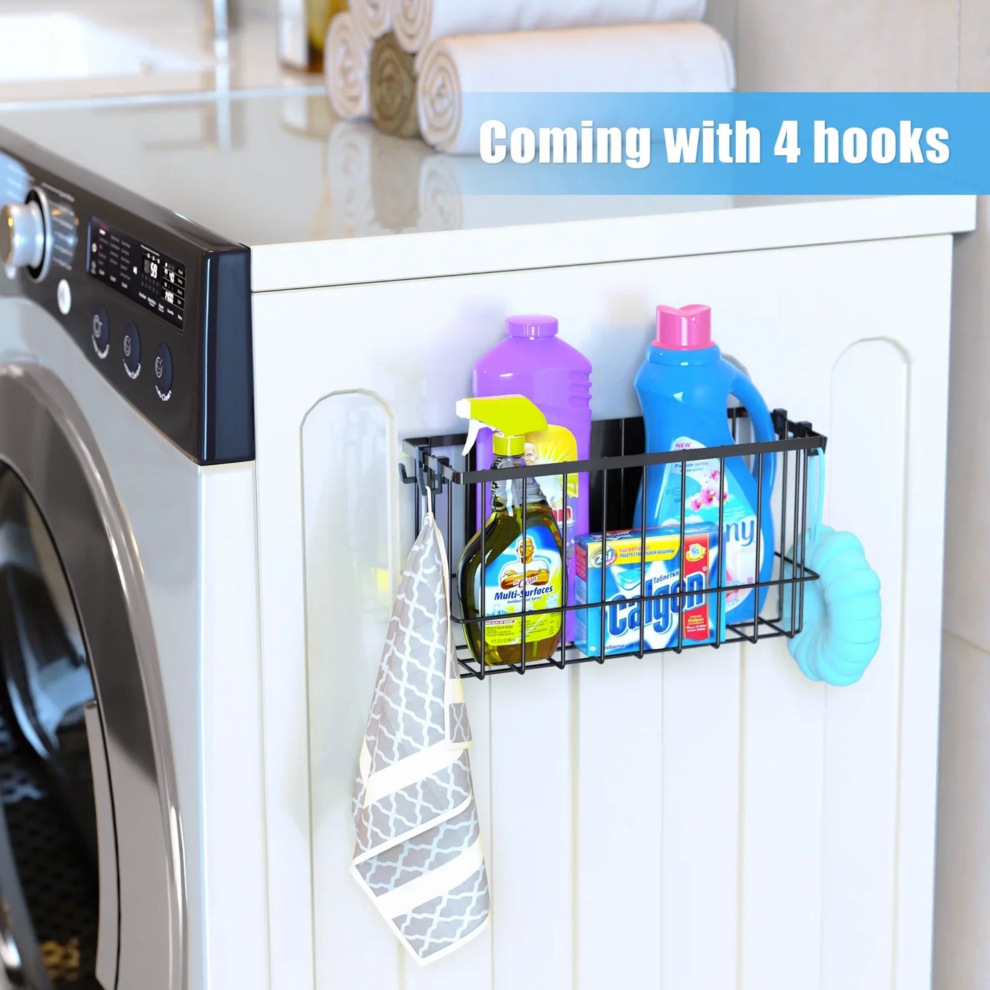 NiHome Magnetic Metal Basket Organizers 2PCS Medium & Small, Versatile Storage for Kitchen & Office Holds Up to 14 lbs, Easy Attach to Refrigerator or Any Magnetic Surface, Space-Saving Design(Black)