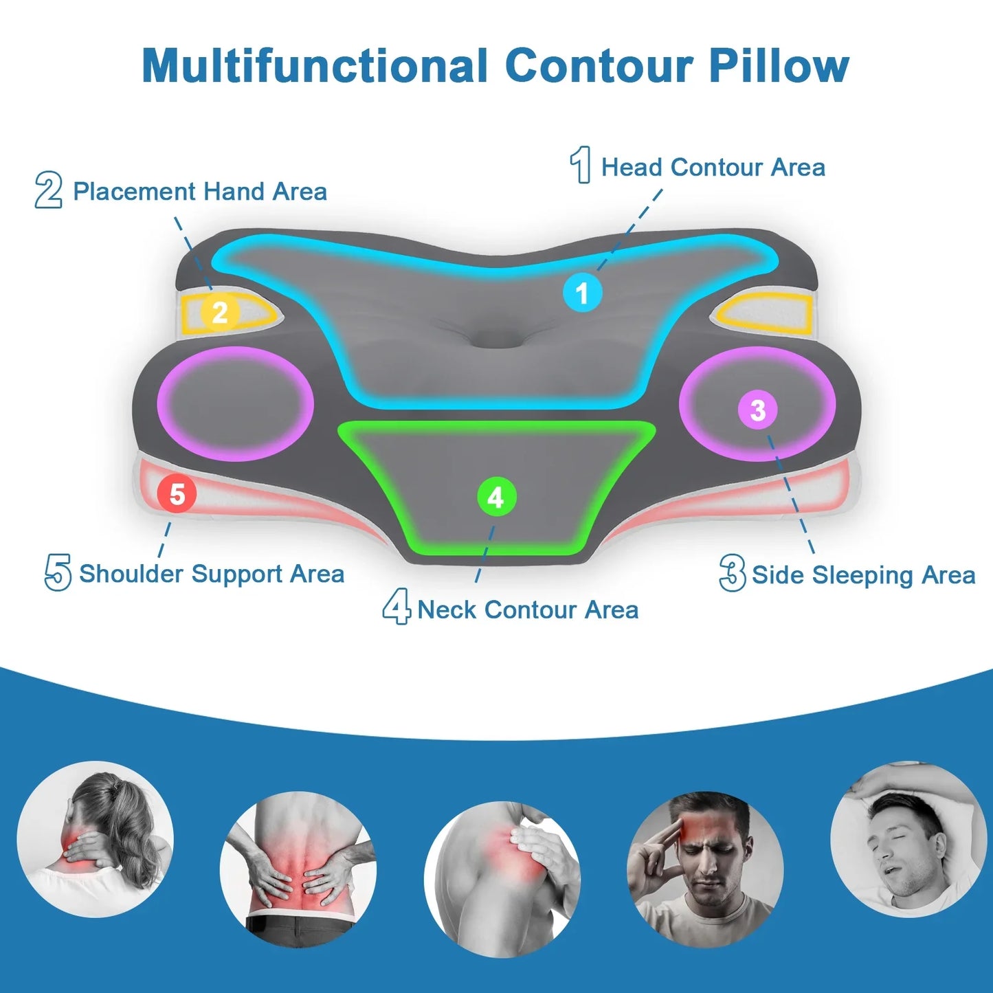 VAVSEA Cervical Pillow for Neck Pain Relief, Contour Memory Foam Pillows with Cooling Breathable Pillowcase, Ergonomic Orthopedic Neck Support Pillow for Side, Back and Stomach Sleepers