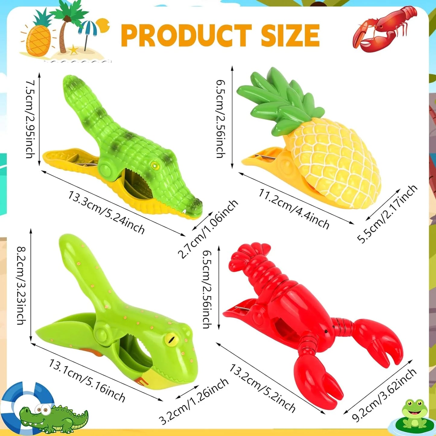 Beach Towel Clips Chair Clips Towel Holder, Large Plastic Laundry Clothespin Set Hanging Clip Clamps - Creative 4 Pack