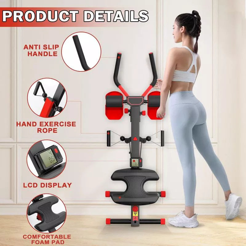 VisioGear Magnetic Rowing Machine for Home, Workout Equipment with Adjustable 8-Speed Booster, Sculpt Muscles Supports, Red and Black, 59*16.7*17