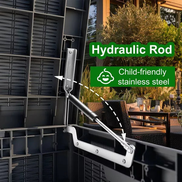 Sersper 100 Gallon Large Resin Deck Box Outdoor Storage Boxes for Patio Furniture,Garden Tools and Pool Supplies-Waterproof,Lockable,Black