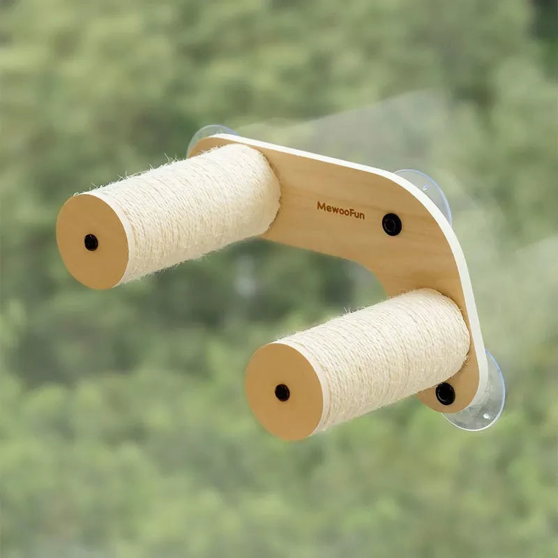 Mewoofun Pet Beds Cat Wall Shelves Wall Mounted Steinway Cat Step Double Cat Furniture Climbing Frame with Suction Cup, Brown, 14.96"*7.28"*4.72"