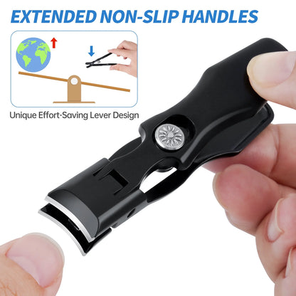 NiHome Heavy Duty Nail Clippers for Thick Hard Nails Set of 2, Wide Opening& Slanted Curved Blade Precision Ingrown Toenail Clippers, Extended Anti-Slip Handles and Ultra Sharp Stainless-Steel Blades