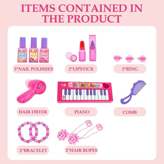 JUGAAD LIFE Toddler Vanity Makeup Table Set with Adjustable Mirror and Chair, Pretend Play Kids Princess Toys with Lights And Sounds, Gifts for Little Girls Toys Ages 3-6 Year Old