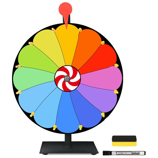 12 Inch Heavy Duty Spinning Prize Wheel - 12 Slots Color flower Pattern Tabletop Roulette Spinner of Fortune Spin The with Dry Erase Marker and Eraser Win Game for Trade Show, Carnival
