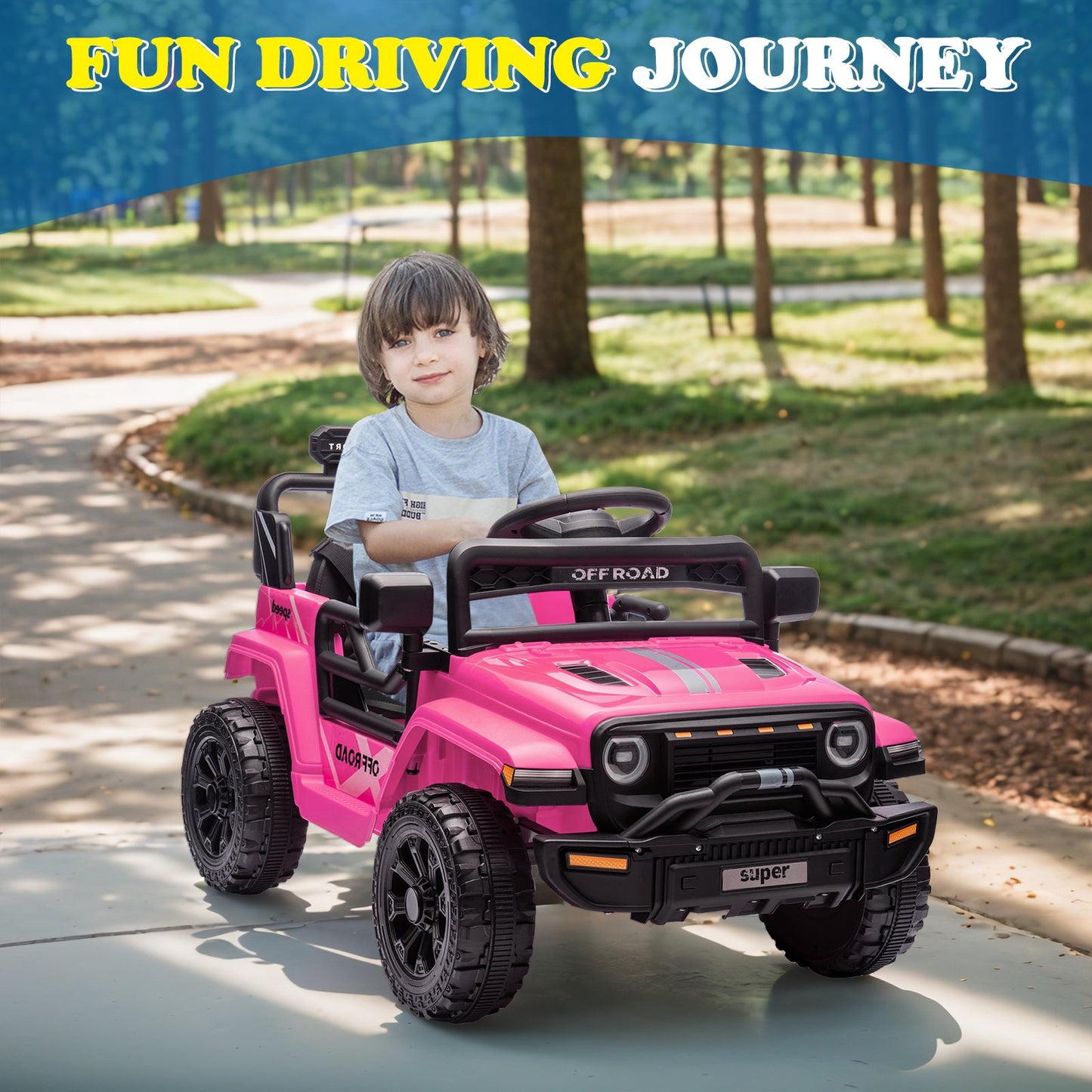 Zimtown 12V Kids Ride On Truck Car w/Parent Remote Control, Spring Suspension, LED Lights, Pink