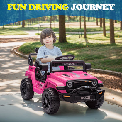 Zimtown 12V Kids Ride On Truck Car w/Parent Remote Control, Spring Suspension, LED Lights, Pink