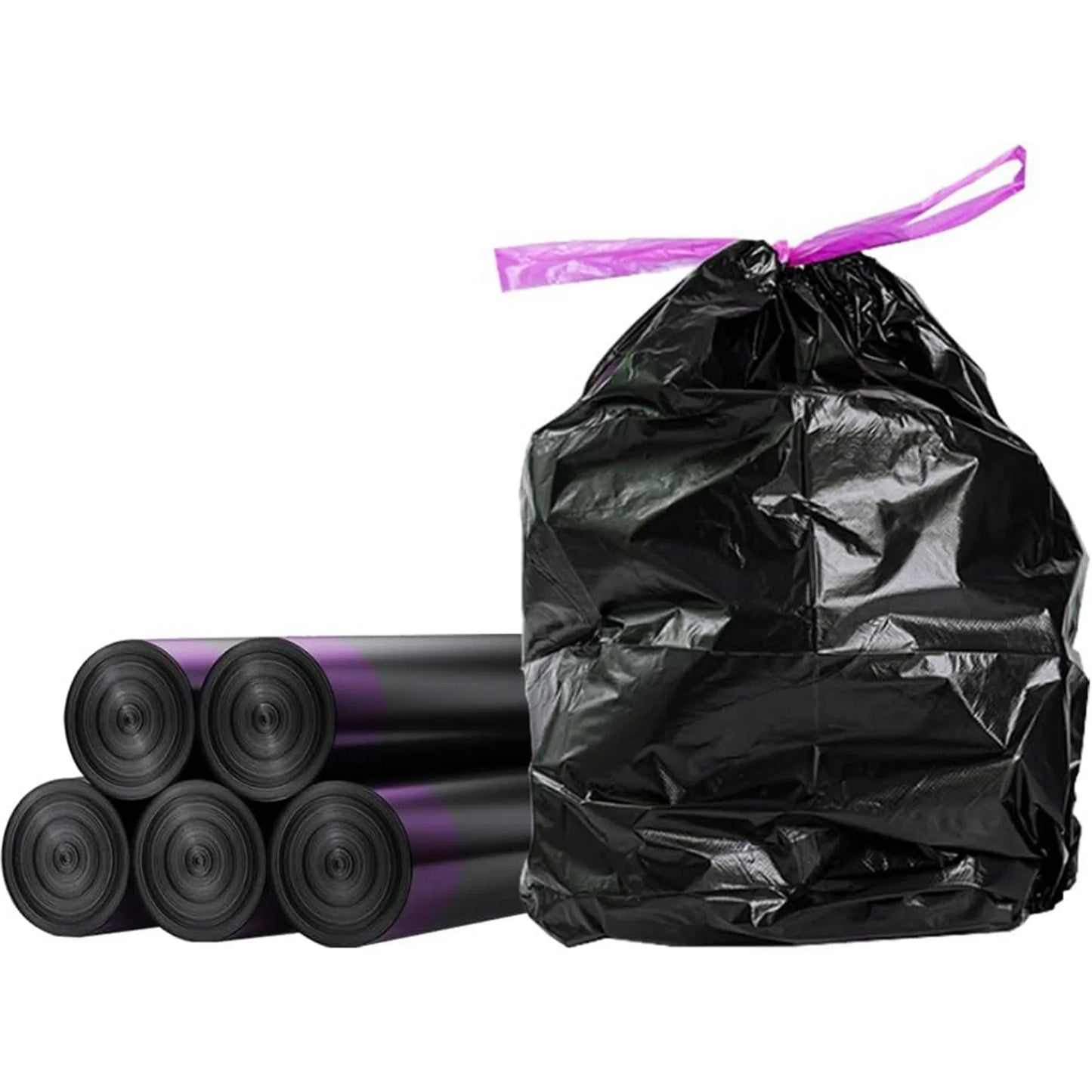 4 Gallon Trash Bag,Drawstring Trash Bags 20 Counts/5 Rolls,Small Garbage Bags for Office Bedroom Bathroom,Black