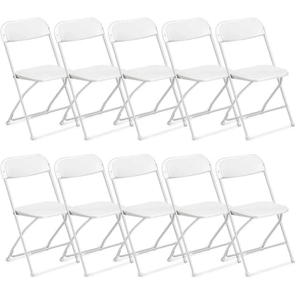 Ktaxon 10 Pack Commercial Plastic Folding Chairs Stackable Wedding Party Chairs Portable Chairs for Outdoor White
