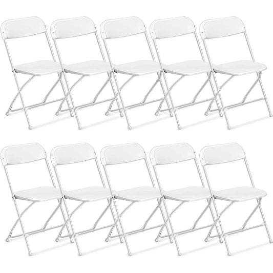 Ktaxon 10 Pack Commercial Plastic Folding Chairs Stackable Wedding Party Chairs Portable Chairs for Outdoor White