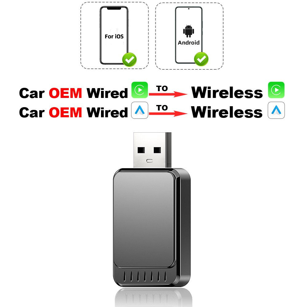 Wireless Carplay Adapter, Apple Carplay Wireless Adapter for Factory Wired CarPlay Plug and Play, iPhone iOS 10+