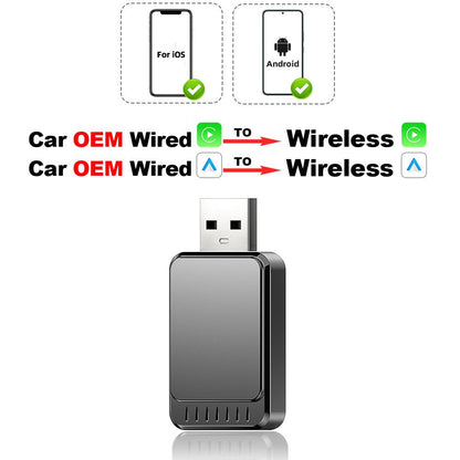 Wireless Carplay Adapter, Apple Carplay Wireless Adapter for Factory Wired CarPlay Plug and Play, iPhone iOS 10+
