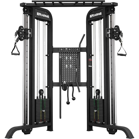 Syedee Functional Trainer with 352lbs Weight Stack, 2:1&1:1 Ratio System Cable Crossover Machine with Independent Double Pulley System, 2000lbs Multi-Functional Chest Fly Machine