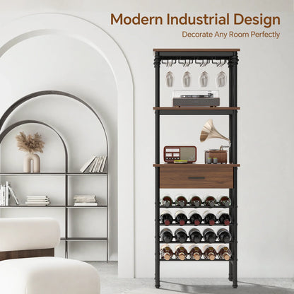 JOZ Floor Standing Wine Rack and Liquor Cabinet for Home Bar Storage