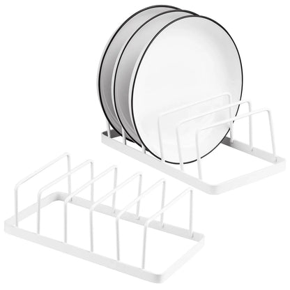 Tomorotec Dish Plate Storage Drainboard 2-Pack, Alloy Steel Kitchen Pot Lid Holder Dish Plate Drying Rack Drainer Stand Multifunctional Cabinet Organizer