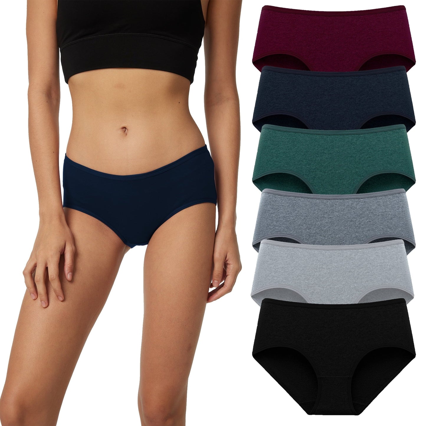 HUG YOURSELF Women's Cotton Underwear Soft Hipster Stretch Breathable Panties for Women,6 Pack(L,Vintage)