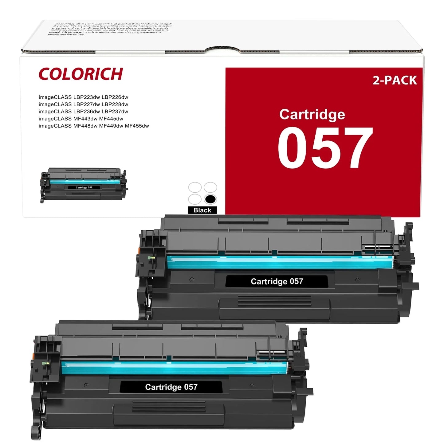 057 057H Toner Cartridge High Yield with Chip Compatible for Canon 057 057 057H CRG-057H ImageCLASS MF445dw MF448dw MF449dw LBP226dw LBP227dw LBP228dw MF445 Printer Ink (Black, 2-Pack)