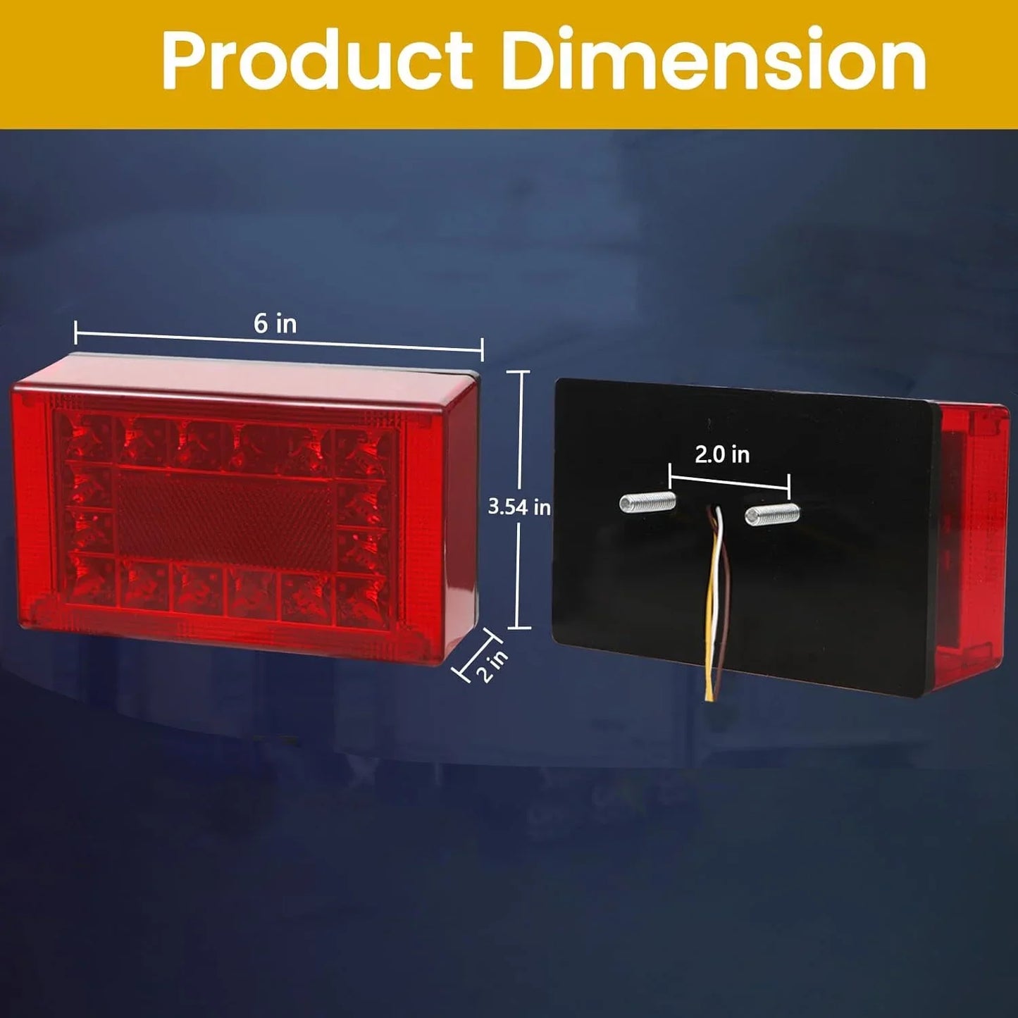 EXERAUO 6 Inch Trailer Lights,Boat Trailer Lights Kit, Submersible LED Trailer Lights Rectangle Stop Turn License Plate Boat Trailer Light Kit 12V