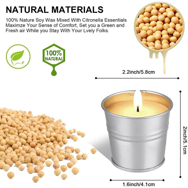 Citronella Candles Outdoor: 8Pcs Garden Citronella Candles Set, 80-120 Hours Soy Wax Scented Candles for Outdoor Indoor Camping Outside Garden