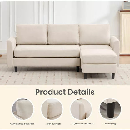 Hyleory L Shaped Sectional Sofa  Breathable Soft Fabric in Simple Warm Design