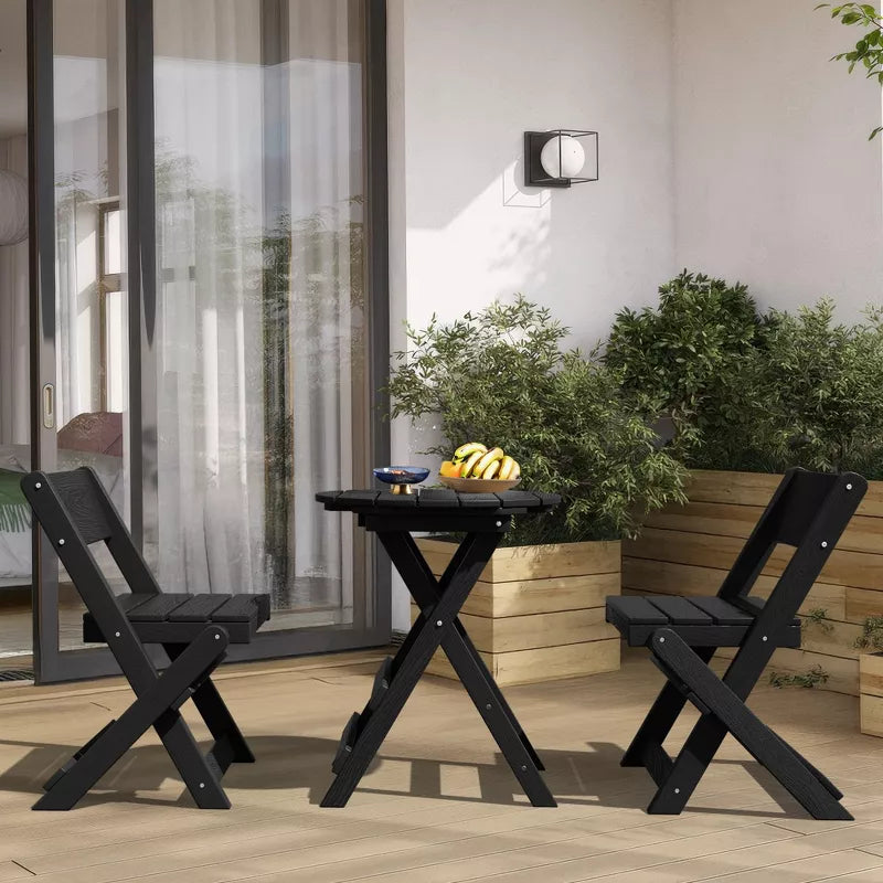 Hyleory 3 Piece Patio Bistro Set  Foldable Table  Chairs with Coffee Table, Lightweight for Balcony, Garden, Apartment ,Weather Resistant
