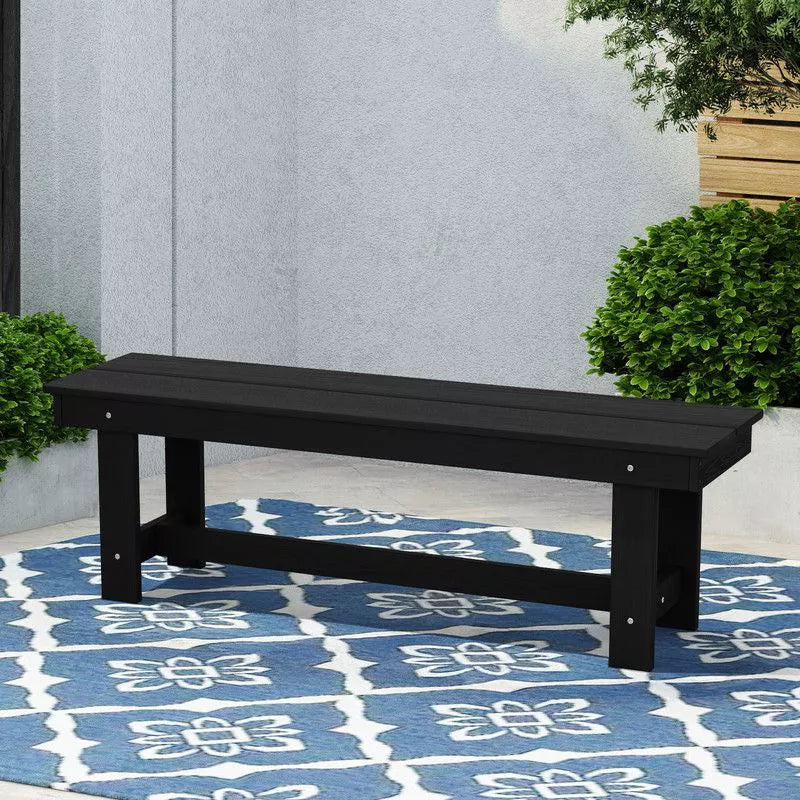 Hyleory HDPE Outdoor Patio Dining Bench  Durable  Weather Resistant Simple Stool