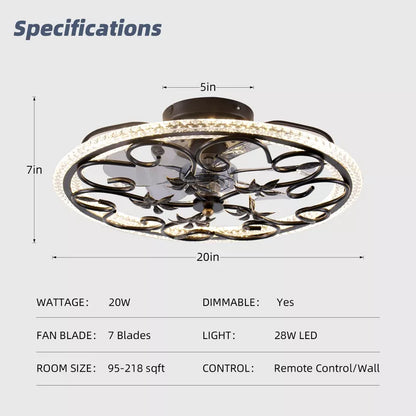 HBEZON 20  Flush Mount Ceiling Fan with Lights and Remote, 3 Mode Lights, 6 Speeds, Dimmer, for Bedroom, Kitchen, Dining Room
