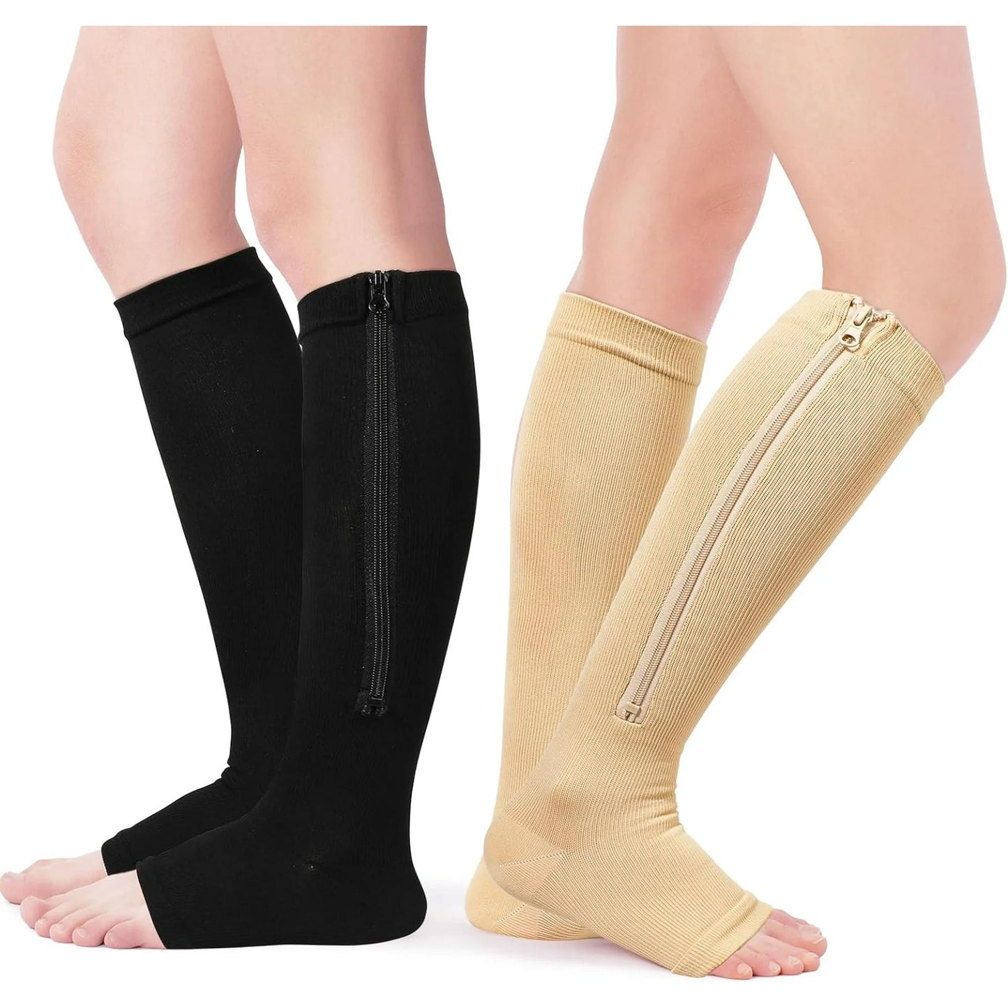 2 Pairs Compression Socks 15-20mmHg Graduated Support Men Women Knee High Comfort Gym Stockings Leg Pain Relief Support Socks