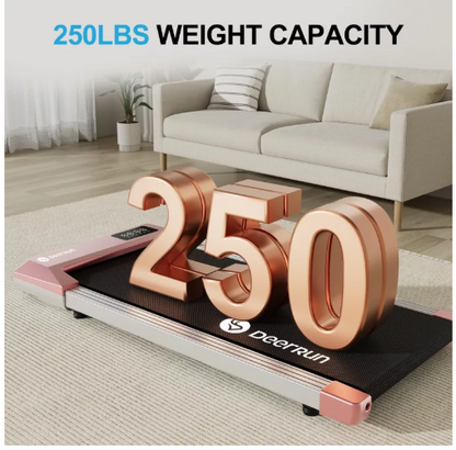 Deerrun Walking Pad , 300lbs Capacity Under Desk Treadmill, 0.6-3.8 Mph With PitPat APP, Smart Treadmills for Home Office