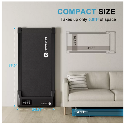 DeerRun 35.43 In Long Run Area Walking Pad, 2 in 1 Under Desk Treadmill, Walking Pad Treadmill Under Desk