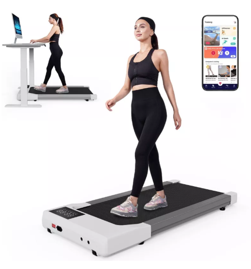 DeerRun 3-in-1 Portable Smart 2.5 HP Under Desk Treadmill With LED Display, Installation-Free Treadmill for Home Office, 300 lbs Capacity