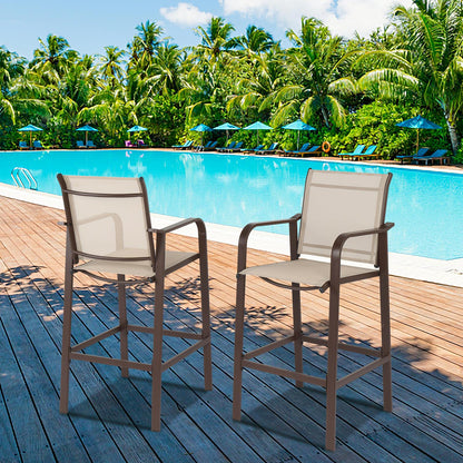 Zimtown Bar Package of 2, Metal Height Patio Bar Chairs for Bistro, Garden, Patio, High Bar Chairs for Indoor and Outdoor
