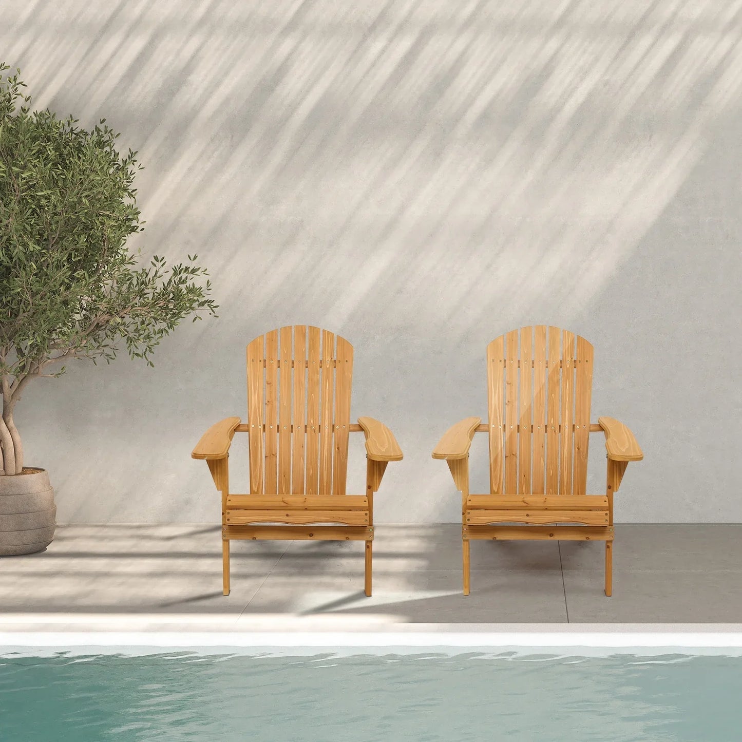 Ktaxon Folding Wooden Adirondack Chair Folding Wood Accent Wood Single Chair for Outdoor and Indoor, Wood Lounge Chair, Natural Color