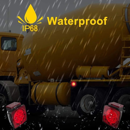 EXERAUO Trailer Tail Lights, Square Boat Trailer Lights Led Submersible Kit, Stop Turn Tail License Brake Running Light for Boat Truck RV Trailers Under 80" (2 Pack)