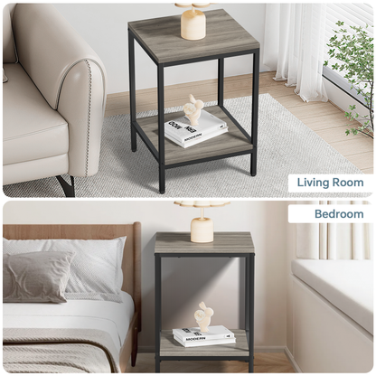 JOZ 3-Piece Coffee and End Table Set: Rustic Rock Gray Elegance with Sturdy Metal Frames