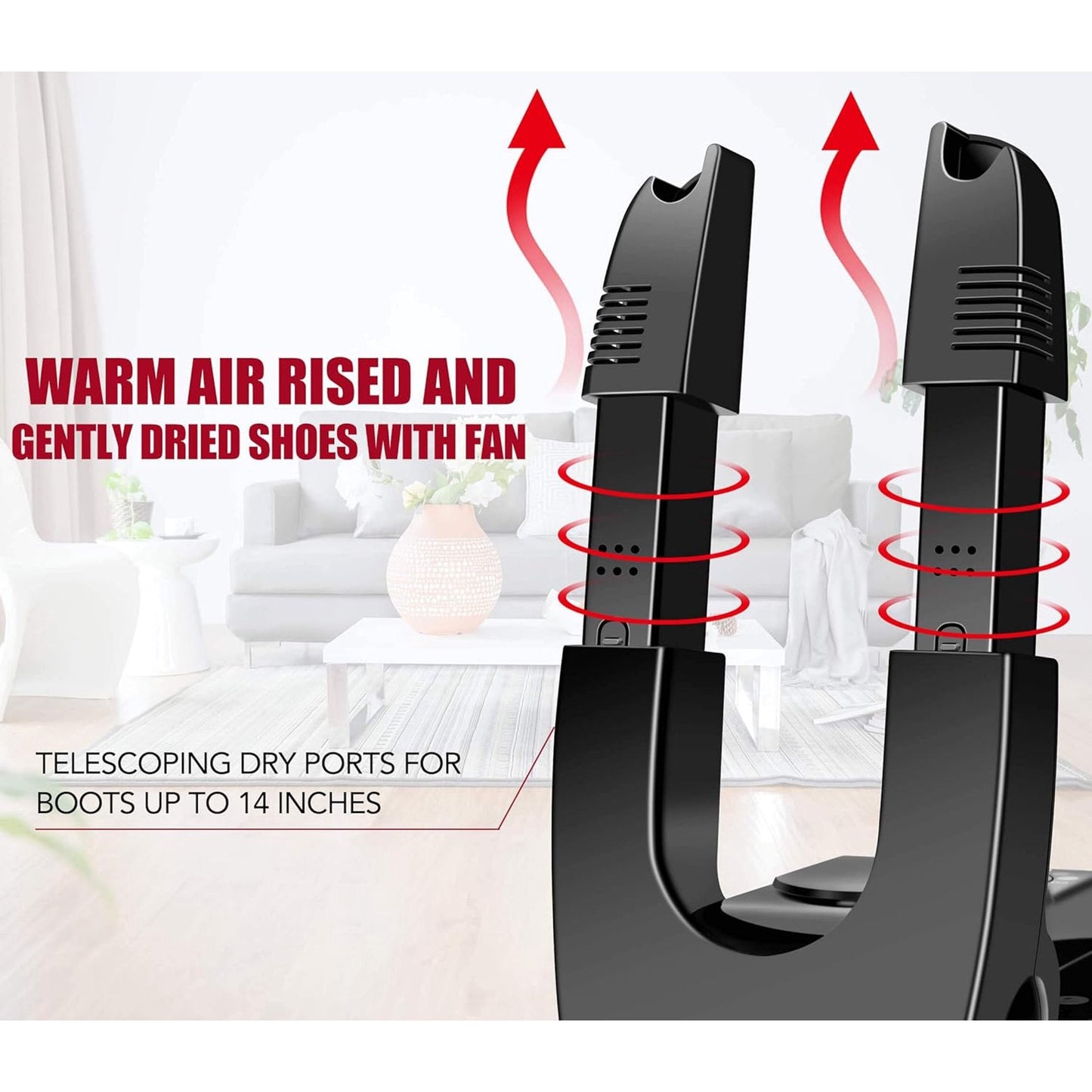 BAOKALER Portable Electric Shoes Boots Dryer and Warmer with Folding and Drying Adjustable Rack