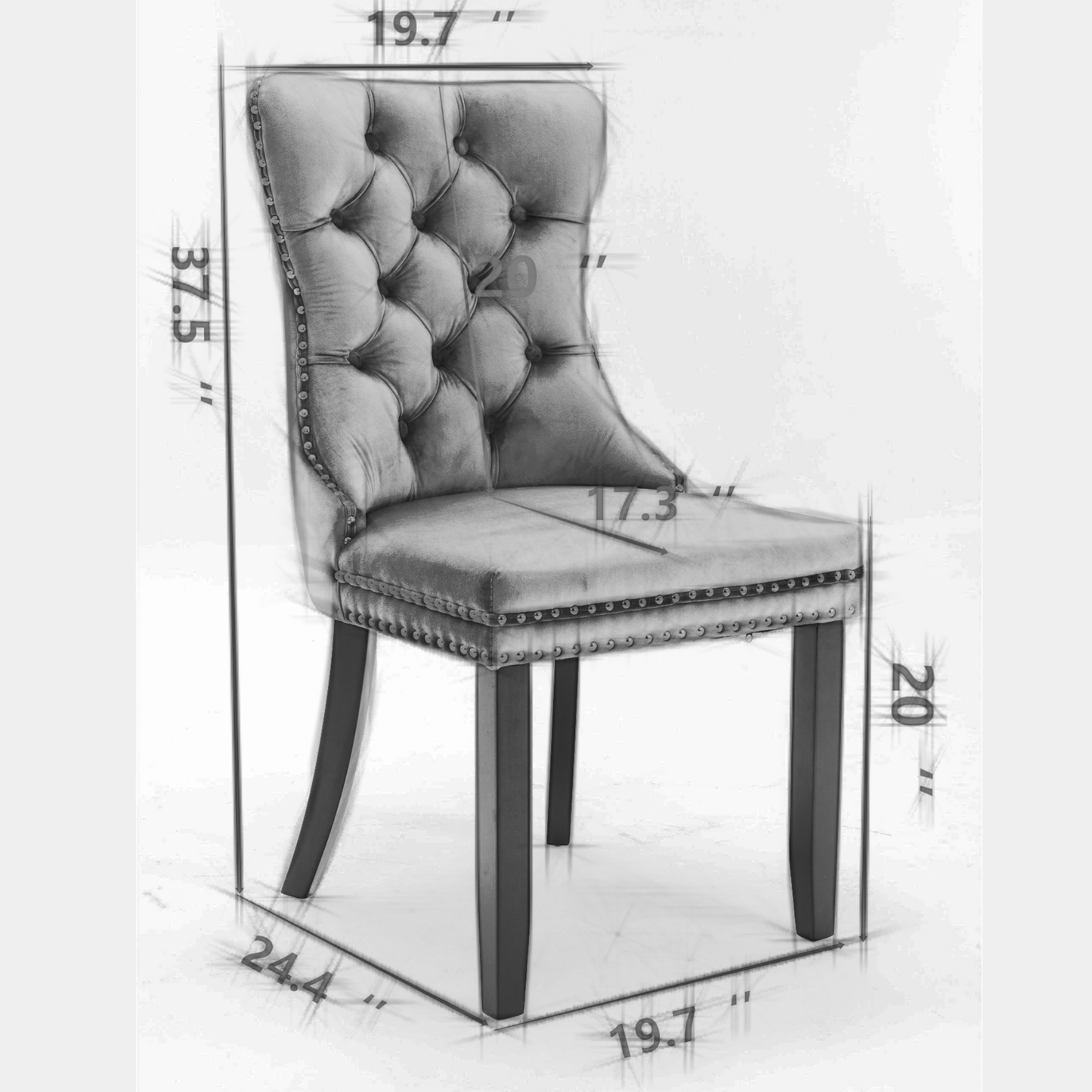 Sumdeal Velvet Dining Chairs Set of 4, Tall Back Side Chair, Modern Upholstered High-end Tufted Side Chair with Button Back Ring,Black with Silver Leg