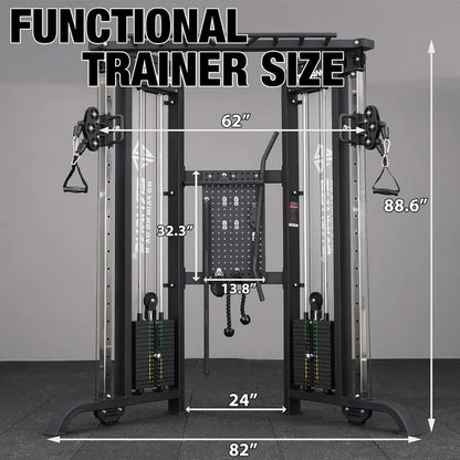 Syedee Functional Trainer with 352lbs Weight Stack, 2:1&1:1 Ratio System Cable Crossover Machine with Independent Double Pulley System, 2000lbs Multi-Functional Chest Fly Machine