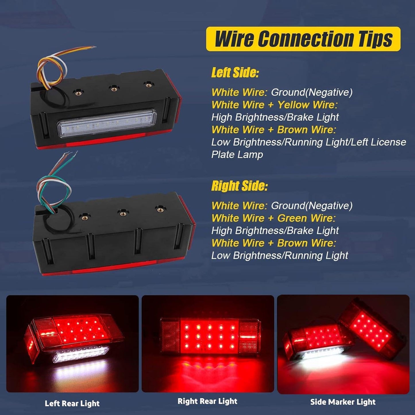 EXERAUO Boat Trailer Lights, Led Trailer Lights Submersible Kit, Brake Stop Turn Tail LIghts, Trailer Light Kit for 12V Utility Trailer Boat Truck RV Snowmobile