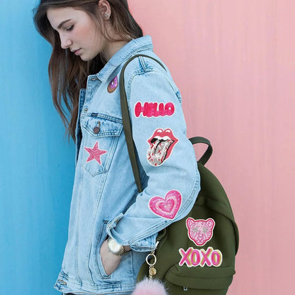 18Pcs Preppy Patches Pink Iron on Patches Cute Love Repair Decorative Patch for Clothing Design Backpack Jackets Hats Jeans Shirt DIY Craft Decorations