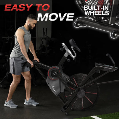 Syedee Air Bike,Unlimited Air Resistance System and Multi-Function Digital Monitor, Air Exercise Bike with Adjustable Seat