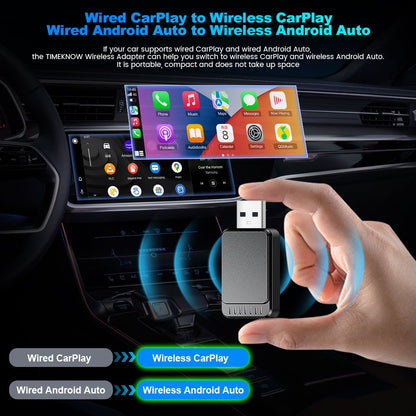 Wireless Carplay Adapter, Apple Carplay Wireless Adapter for Factory Wired CarPlay Plug and Play, iPhone iOS 10+