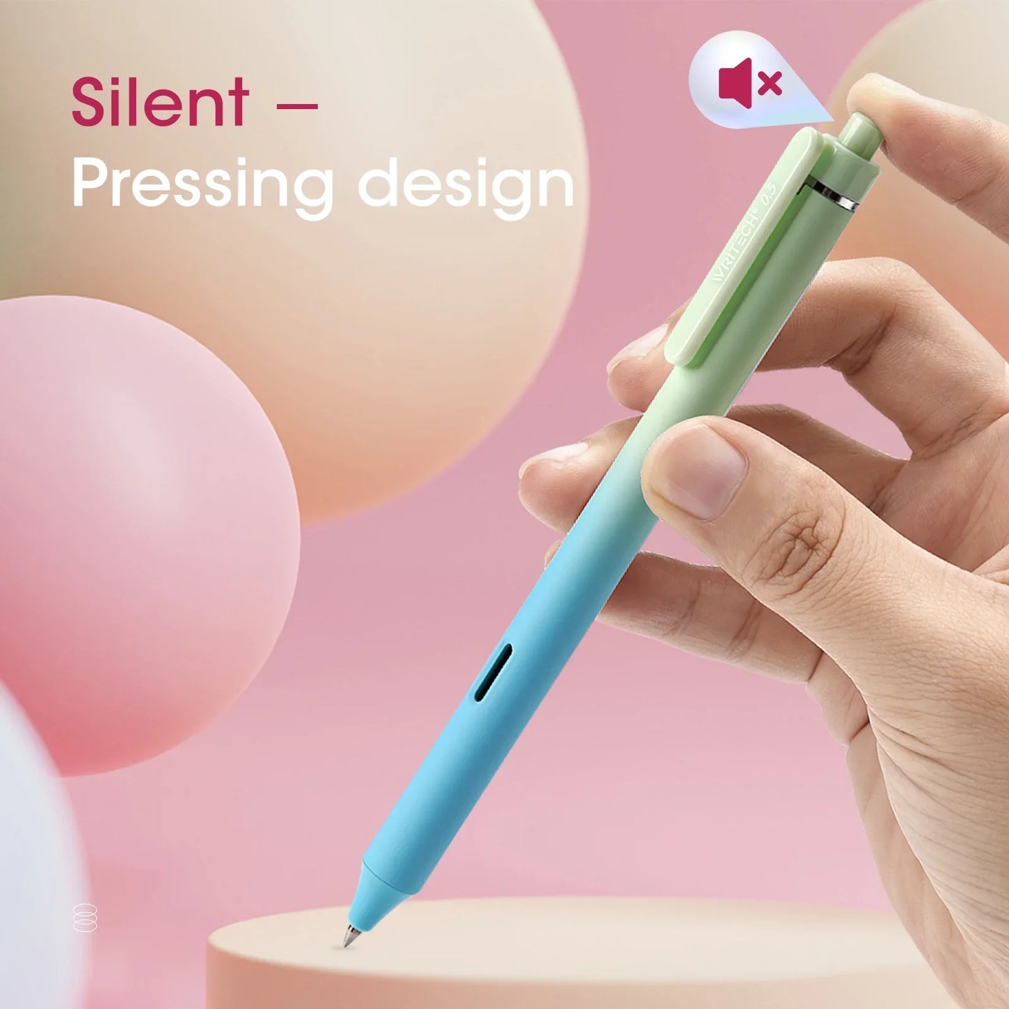 WRITECH Retractable Gel Ink Pens: 8ct Black 0.5mm Fine Point Tip Pen Comfort Grip Smooth Writing with Aesthetic Gradient Color Barrel for Journaling Note Taking Sketching No Bleed & Smear