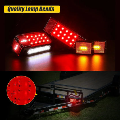 EXERAUO Boat Trailer Lights, Led Trailer Lights Kit, Brake Stop Turn Tail Combo 25ft Trailer Wiring, Trailer Light Kit for 12V Utility Trailer Boat Truck RV Snowmobile