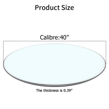 40 Inch Round Glass Dining Table Top,Circle Tempered Glass Kitchen Table Top with 4-6 Rubber Anti-Slip Ring,0.35 Clear Circular Dining Table Top, for Dining,Restaurant Table and Lazy Susan