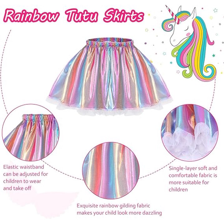 Unicorn Costume Kids Tutu Skirt for Girls with Unicorn Wings Headband Unicorn Dress for Birthday Outfit Christmas New Year Cosplay