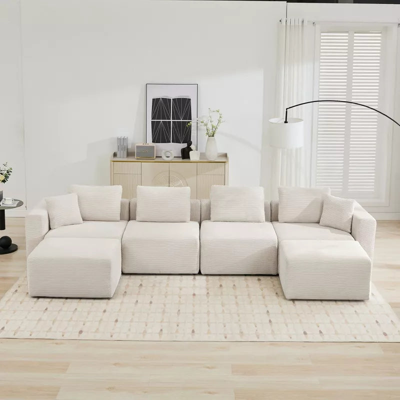 Hyleory Sectional Compression Sofa, Indoor Furniture Convertible Modular Compression Sectional Sofa Set