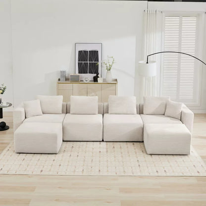 Hyleory Sectional Compression Sofa, Indoor Furniture Convertible Modular Compression Sectional Sofa Set