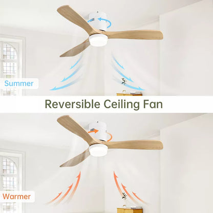 BestParts 52 Inch Ceiling Fan, Lighted Ceiling Fan, Remote Control - 6 Speeds, Ultra Quiet DC Motor, Solid Wood Blades